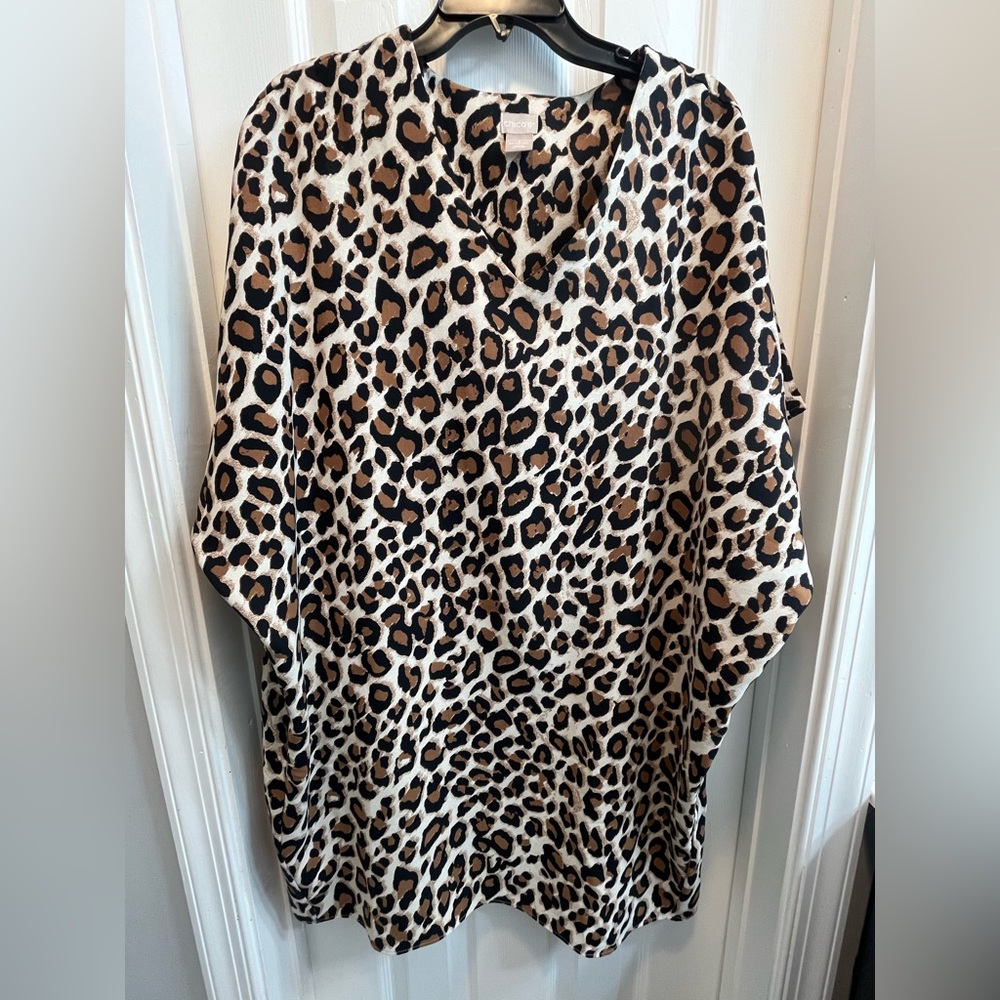 Chico's Animal Print Tunic - Brown and Black Size 3